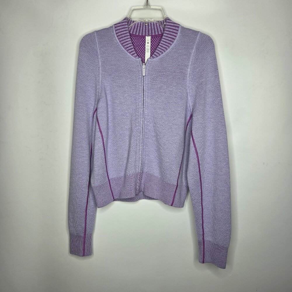 lululemon athletica Lavender Zip-Up Sweater with Pink Trim